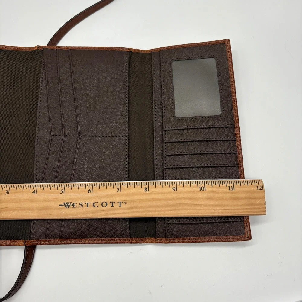 Fossil Brown Leather Crossbody Wallet Clutch Bag‎ Purse